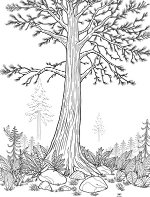 Forest in Morning Fog - Printable coloring page