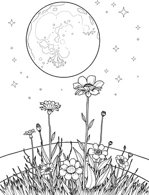 Starry Meadow - Printable coloring page