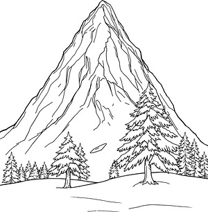 Snowy Mountain Peak - Printable coloring page