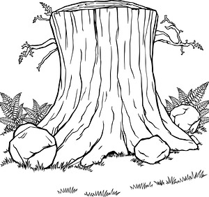 Old Stump in the Glade - Printable coloring page