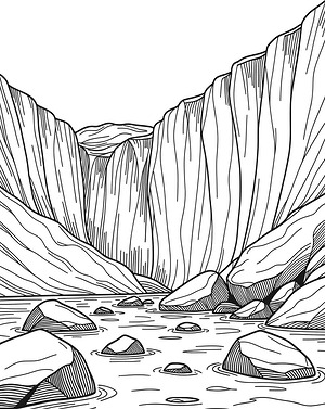 Glacier Wall and Water - Printable coloring page