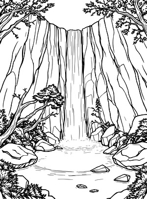 Falls Hit Rocks - Printable coloring page