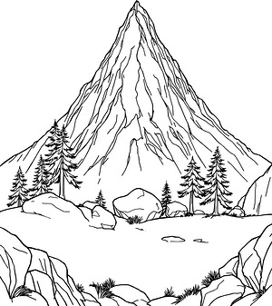 Rocky Summit Cliffs - Printable coloring page