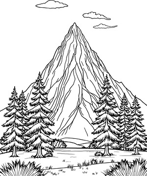 Peak Above the Pines - Printable coloring page