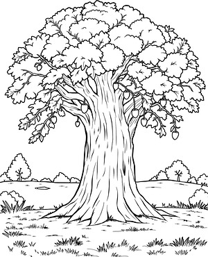 Big Oak Tree - Printable coloring page