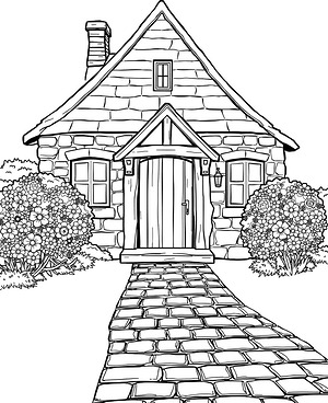 Cottage Garden Gateway - Printable coloring page