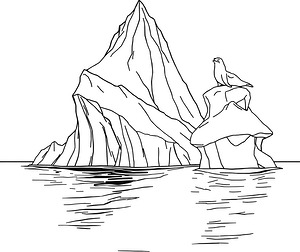Large Iceberg with Seal - Printable coloring page