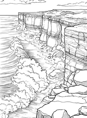 Rocky Sea Edge - Printable coloring page