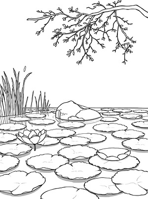 Quiet Lake Lily Pads - Printable coloring page