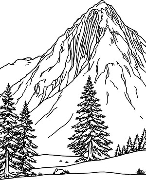Snowy Mountain Peak - Printable coloring page