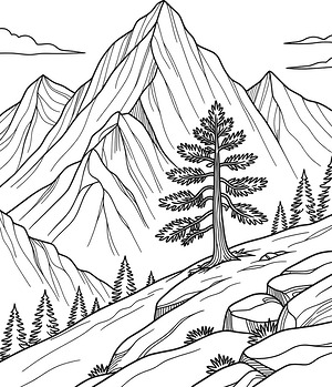 Rocky Summit View - Printable coloring page