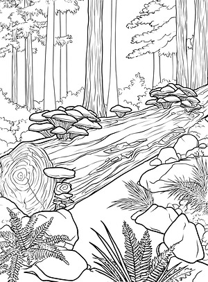 Mushroom Log Patch - Printable coloring page