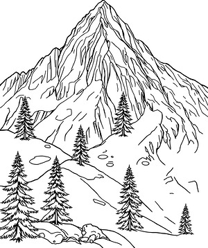 Rocky Summit View - Printable coloring page
