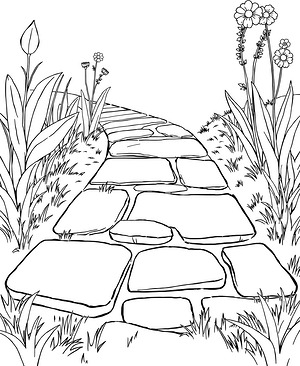 Winding Stone Garden Path - Printable coloring page