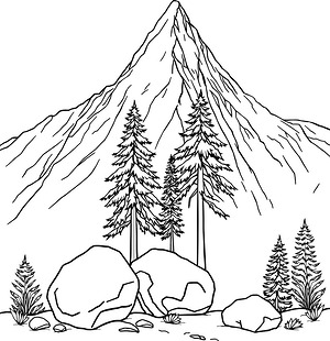 Snowy Mountain Peak - Printable coloring page