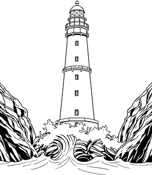 Cliff Edge Lighthouse - Printable coloring page