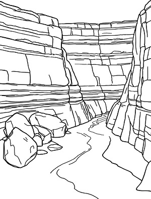 Layered Canyon Walls - Printable coloring page