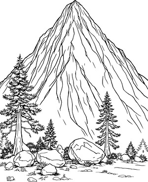 Tall Mountain Edge - Printable coloring page