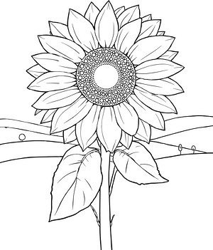 Sunflower in Full Bloom - Printable coloring page