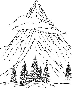 Summit Above the Clouds - Printable coloring page