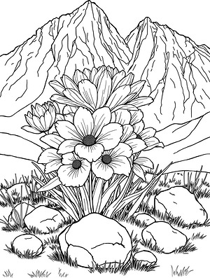 Alpine Bloom - Printable coloring page