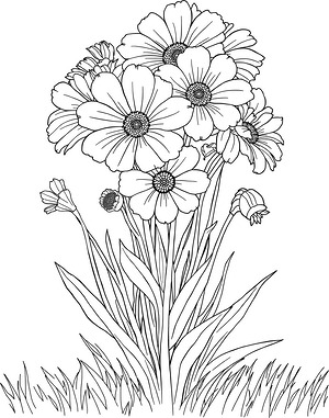 Expansive Wildflower Meadow - Printable coloring page