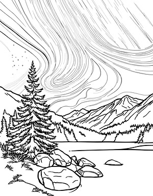 Lights Filling Night Sky - Printable coloring page