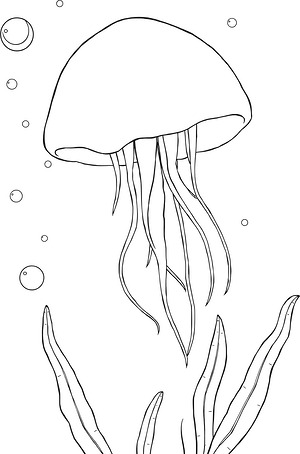 Jellyfish Beneath the Waves - Printable coloring page