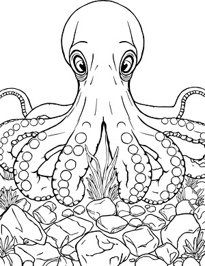Giant Octopus Embrace - Printable coloring page