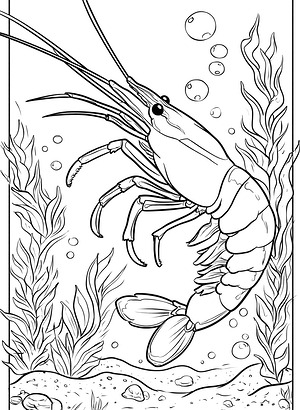 Shrimp with Kelp Strands - Printable coloring page