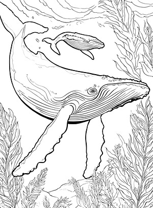 Humpback Whale Pair - Printable coloring page