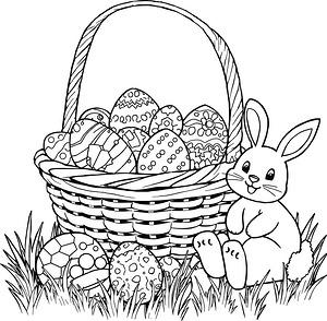 Basket Full of Eggs - Printable coloring page