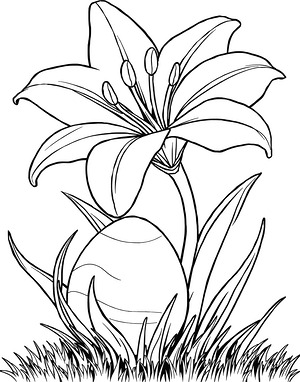 Easter Lily with Eggs - Printable coloring page