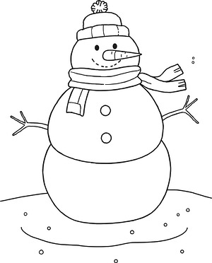 Snowman with Carrot Nose - Printable coloring page