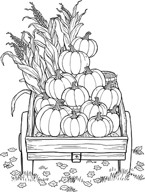 Wagon Full of Fall - Printable coloring page