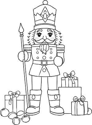 Soldier Nutcracker with Crown - Printable coloring page