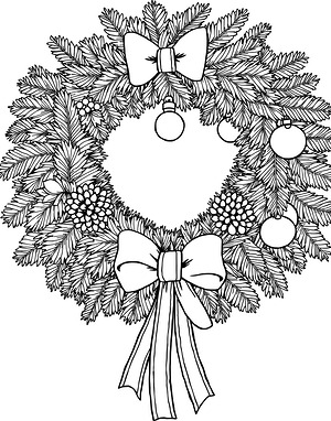 Holiday Wreath Welcome - Printable coloring page