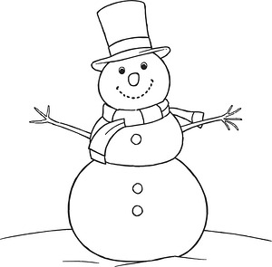 Snowman with Scarf and Hat - Printable coloring page