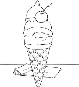 Triple Scoop Cone - Printable coloring page