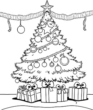 Festive Tree with Ribbons - Printable coloring page