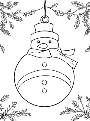 Snowman Bauble Ornament - Printable coloring page