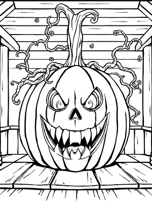 Snarling Jack-o'-Lantern Portrait - Printable coloring page