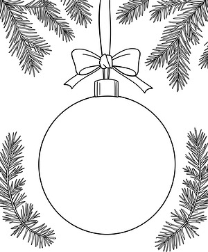 Bauble with Ribbons - Printable coloring page