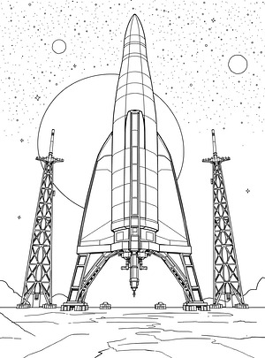 Tall Rocket Ascent - Printable coloring page