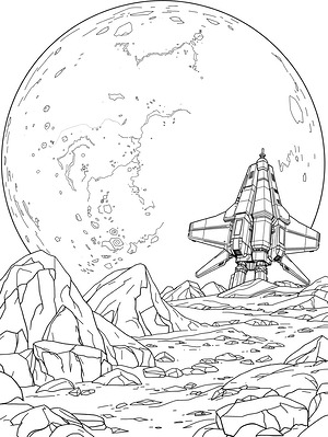 Moon and Stars - Printable coloring page