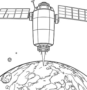 Satellite Over Earth - Printable coloring page