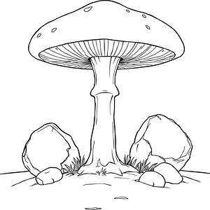 Giant Mushroom on Alien World - Printable coloring page