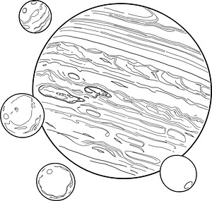 Jupiter with Its Moons - Printable coloring page