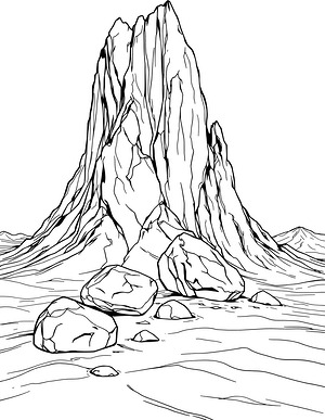 Rugged Martian Boulder Pile - Printable coloring page
